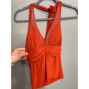 Gidani Orange Y2K Style Halter Top Size S 2000s Fairy Sparkle Fairy